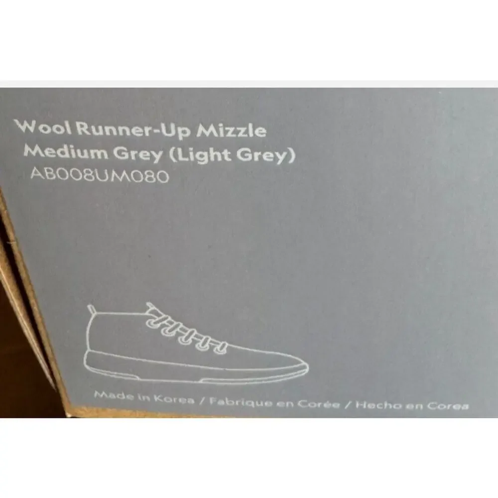 Allbirds Mizzle Merino Wool Runner-Up Ankle Sneaker Lace Light-Gray SZ 8 NWT
